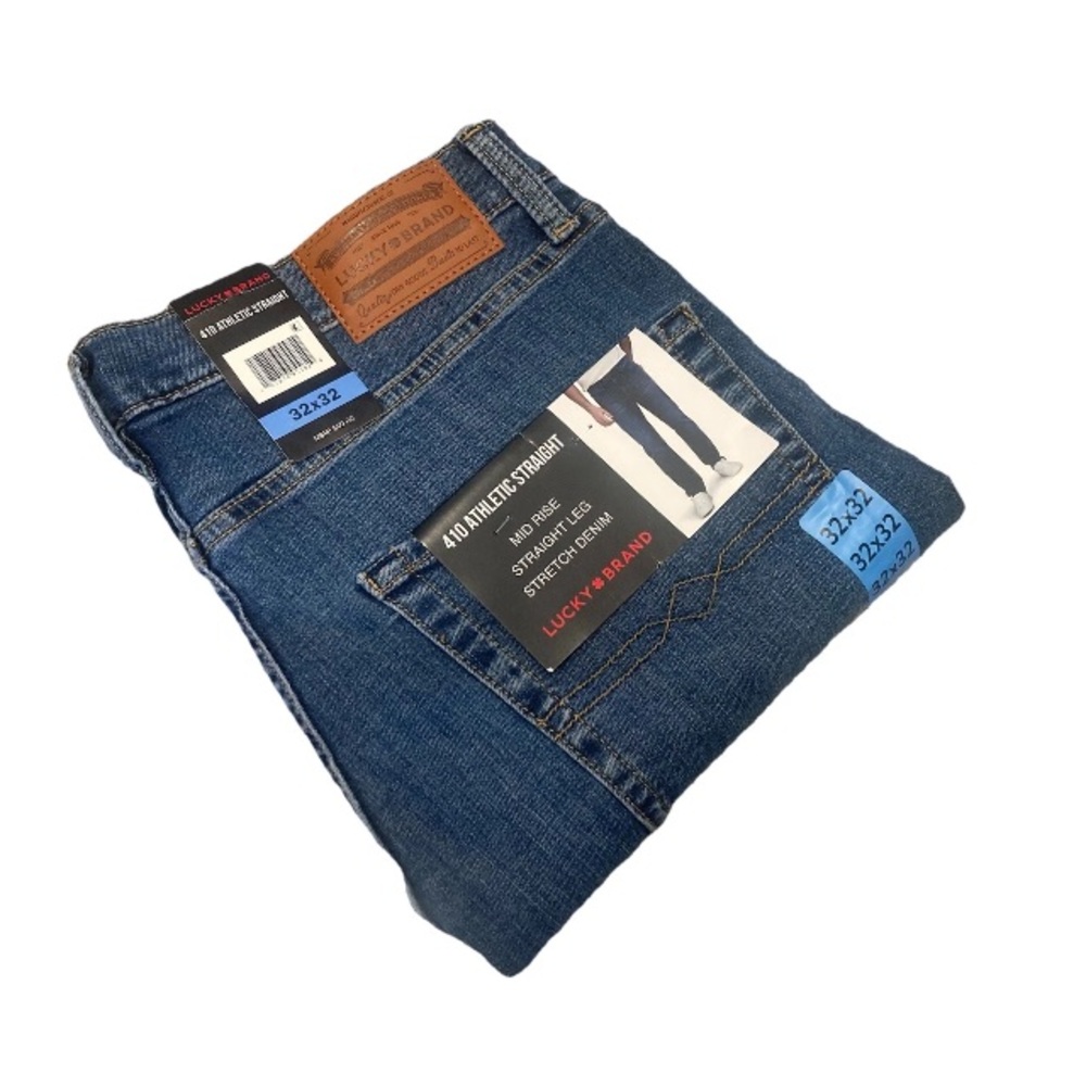 Lucky Brand 410 Men's Blue Athletic Straight Stretch 32x32 Jeans NWT, $99 MSRP